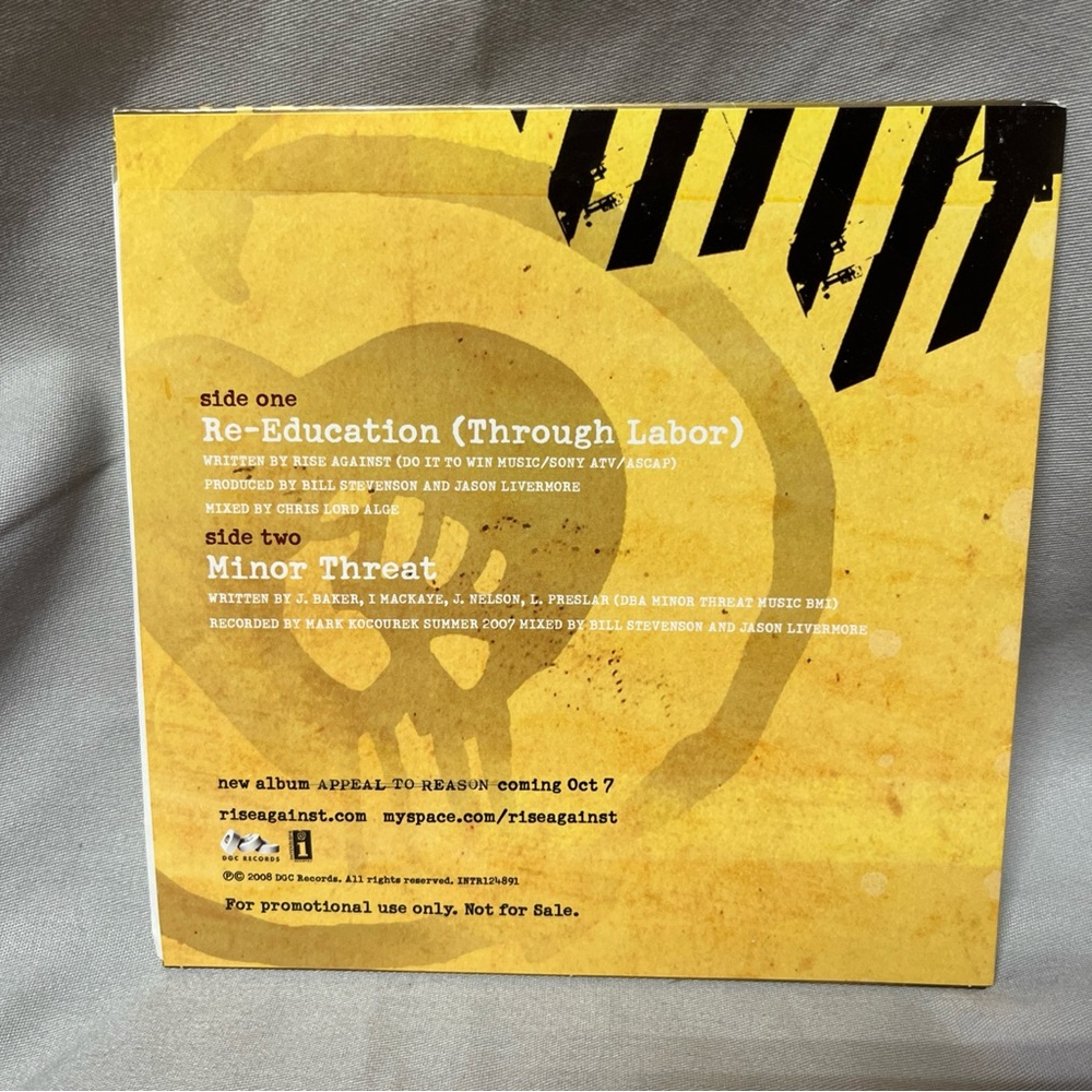 45RPM, RISE AGAINST ' RE-EDUCATION'THOUGH LABOR' NM ' ROCK ' PROMO - Picture 4 of 6